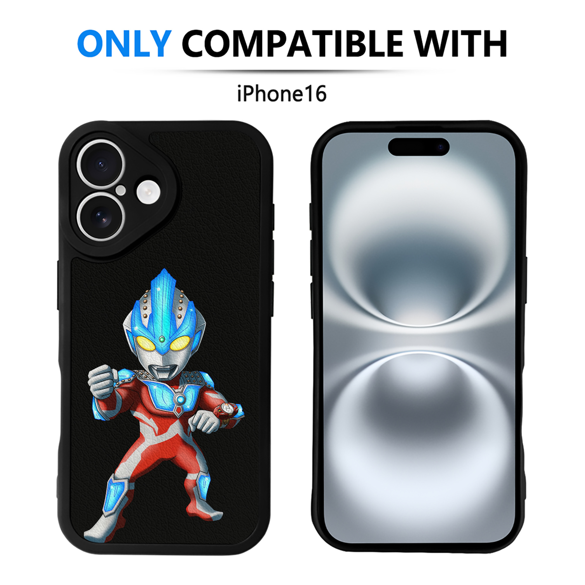 （画像用） ウルトラマン Ultraman 【iPhone 16シリーズ対応】シリコンスマホケース（レザー調） 材質：シリコン